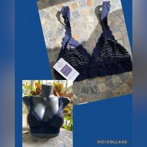 Hanky Panky prismatic strips NAGO jersey lace bralette